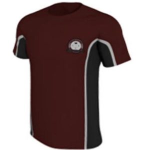 Clifton Indoor PE Top With Logo (NEW) - Maroon, White Trim And Black Panels