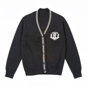 RCS School Cardigan With Logo - Black With White Trim