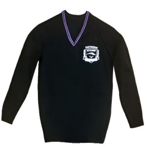 Thrybergh Academy School Jumper With Logo (New 2021) - Black With Purple Stripes