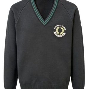 Wickersley School Jumper - Black with Green Trim