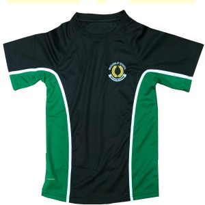 Wickersley School Indoor PE Top_New - Black With Green Trim