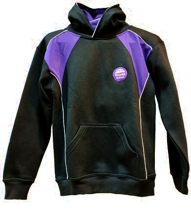 Winterhill Outdoor Hoodie - Black With Purple Panels And White Trim